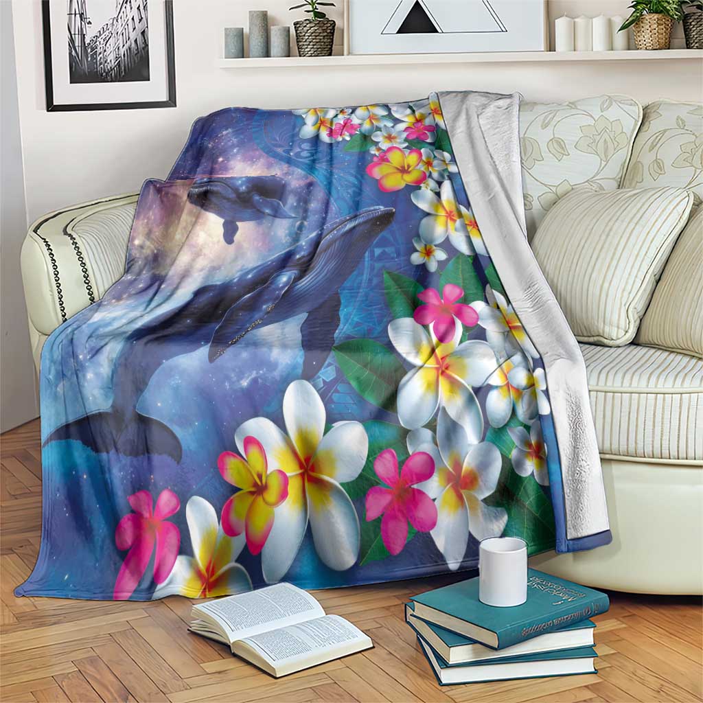 Hawaiian Lei Day Plumeria Humpback Whales Blanket Polynesian Art Vibrant Starry Nebula Style LT03 Art - Polynesian Pride