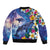 Hawaiian Lei Day Plumeria Humpback Whales Bomber Jacket Polynesian Art Vibrant Starry Nebula Style