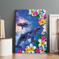 Hawaiian Lei Day Plumeria Humpback Whales Canvas Wall Art Polynesian Art Vibrant Starry Nebula Style LT03 - Polynesian Pride