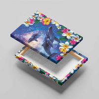 Hawaiian Lei Day Plumeria Humpback Whales Canvas Wall Art Polynesian Art Vibrant Starry Nebula Style LT03 - Polynesian Pride