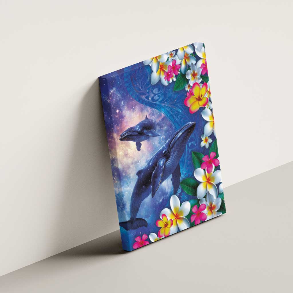 Hawaiian Lei Day Plumeria Humpback Whales Canvas Wall Art Polynesian Art Vibrant Starry Nebula Style LT03 - Polynesian Pride
