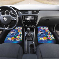 Hawaiian Lei Day Plumeria Humpback Whales Car Mats Polynesian Art Vibrant Starry Nebula Style