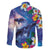 Hawaiian Lei Day Plumeria Humpback Whales Family Matching Off Shoulder Maxi Dress and Hawaiian Shirt Polynesian Art Vibrant Starry Nebula Style