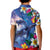 Hawaiian Lei Day Plumeria Humpback Whales Kid Polo Shirt Polynesian Art Vibrant Starry Nebula Style