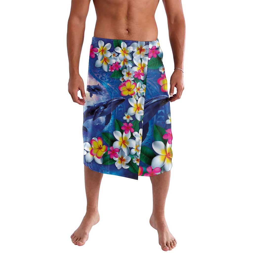 Hawaiian Lei Day Plumeria Humpback Whales Lavalava Polynesian Art Vibrant Starry Nebula Style