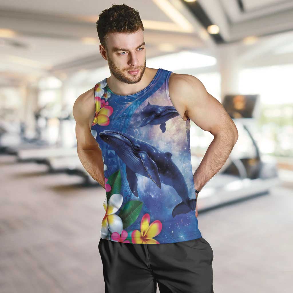 Hawaiian Lei Day Plumeria Humpback Whales Men Tank Top Polynesian Art Vibrant Starry Nebula Style LT03 Art - Polynesian Pride