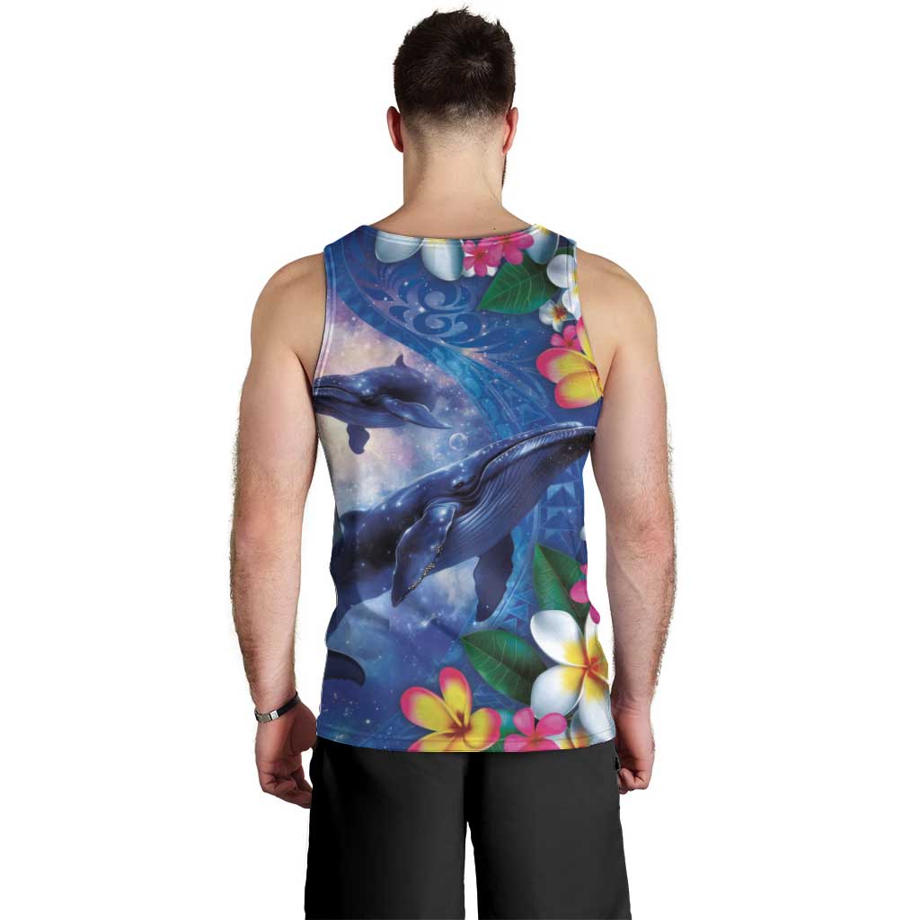 Hawaiian Lei Day Plumeria Humpback Whales Men Tank Top Polynesian Art Vibrant Starry Nebula Style LT03 - Polynesian Pride