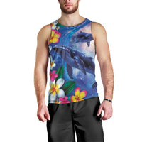 Hawaiian Lei Day Plumeria Humpback Whales Men Tank Top Polynesian Art Vibrant Starry Nebula Style LT03 - Polynesian Pride