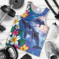 Hawaiian Lei Day Plumeria Humpback Whales Men Tank Top Polynesian Art Vibrant Starry Nebula Style LT03 - Polynesian Pride
