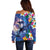 Hawaiian Lei Day Plumeria Humpback Whales Off Shoulder Sweater Polynesian Art Vibrant Starry Nebula Style