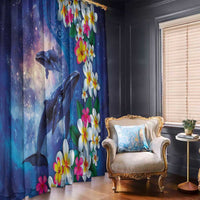 Hawaiian Lei Day Plumeria Humpback Whales Window Curtain Polynesian Art Vibrant Starry Nebula Style LT03 - Polynesian Pride