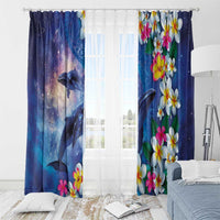 Hawaiian Lei Day Plumeria Humpback Whales Window Curtain Polynesian Art Vibrant Starry Nebula Style LT03 - Polynesian Pride