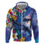 Hawaiian Lei Day Plumeria Humpback Whales Zip Hoodie Polynesian Art Vibrant Starry Nebula Style