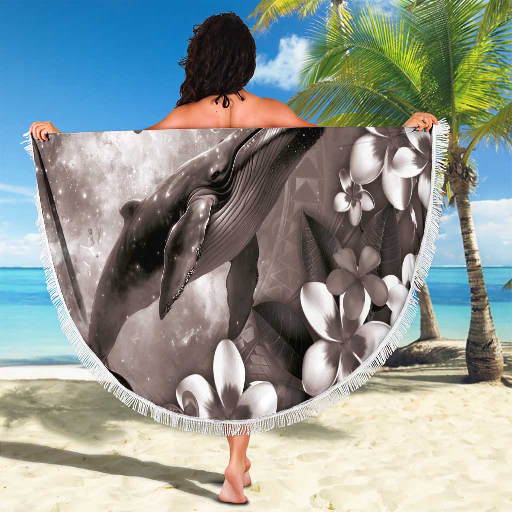 Hawaiian Lei Day Plumeria Humpback Whales Beach Blanket Polynesian Art Vibrant Starry Nebula Grayscale Style LT03 - Polynesian Pride