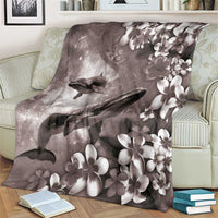 Hawaiian Lei Day Plumeria Humpback Whales Blanket Polynesian Art Vibrant Starry Nebula Grayscale Style LT03 - Polynesian Pride