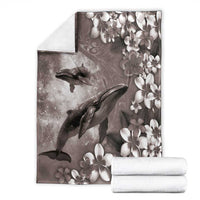 Hawaiian Lei Day Plumeria Humpback Whales Blanket Polynesian Art Vibrant Starry Nebula Grayscale Style LT03 - Polynesian Pride