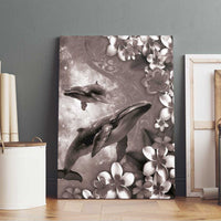 Hawaiian Lei Day Plumeria Humpback Whales Canvas Wall Art Polynesian Art Vibrant Starry Nebula Grayscale Style LT03 - Polynesian Pride