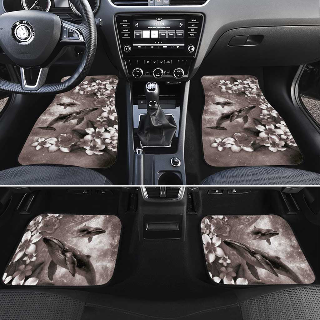 Hawaiian Lei Day Plumeria Humpback Whales Car Mats Polynesian Art Vibrant Starry Nebula Grayscale Style