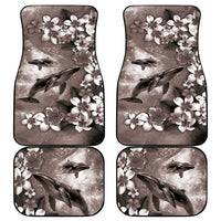 Hawaiian Lei Day Plumeria Humpback Whales Car Mats Polynesian Art Vibrant Starry Nebula Grayscale Style