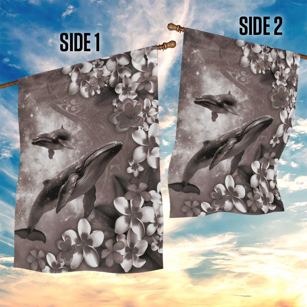 Hawaiian Lei Day Plumeria Humpback Whales Garden Flag Polynesian Art Vibrant Starry Nebula Grayscale Style LT03 - Polynesian Pride