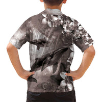 Hawaiian Lei Day Plumeria Humpback Whales Hawaiian Shirt Polynesian Art Vibrant Starry Nebula Grayscale Style LT03 - Polynesian Pride