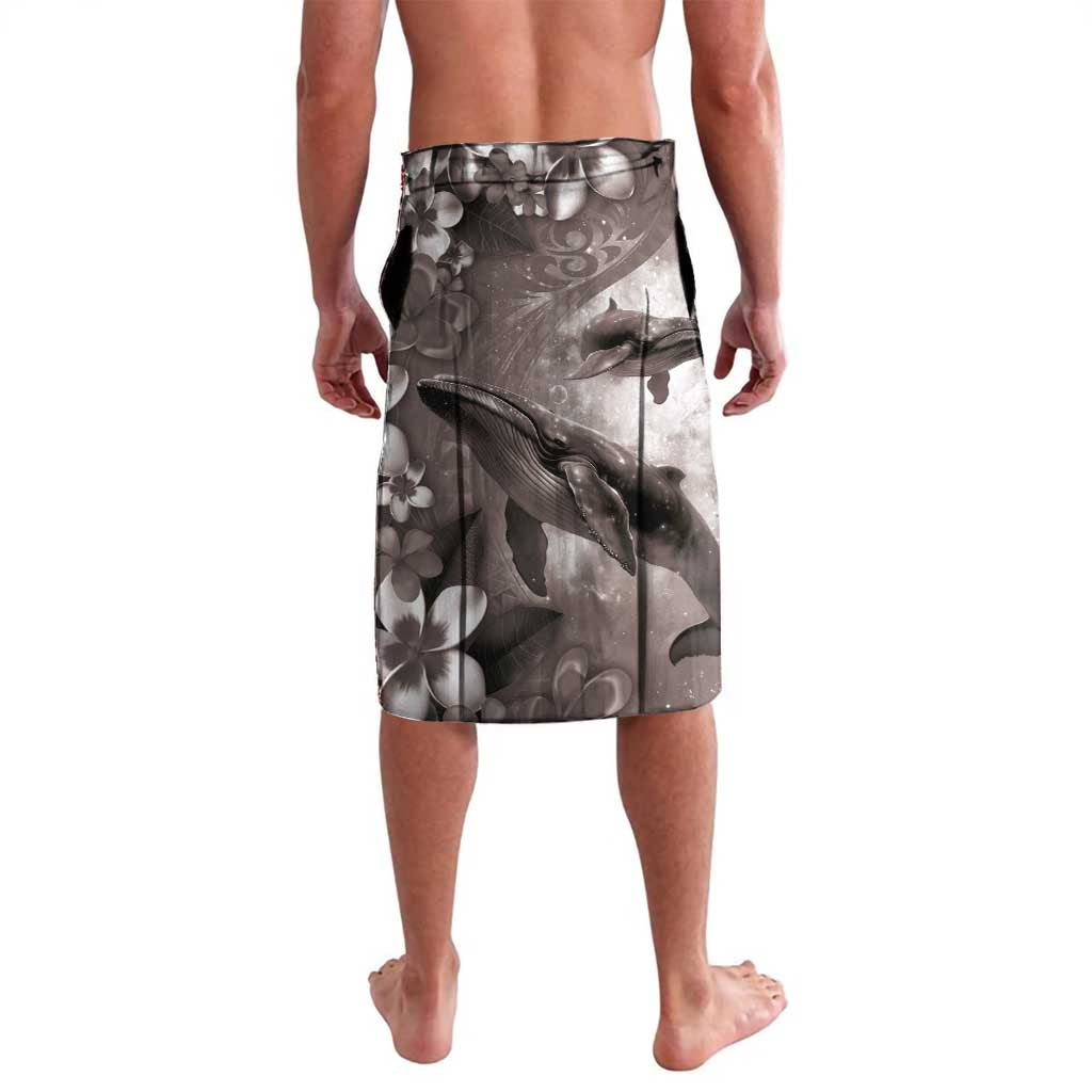 Hawaiian Lei Day Plumeria Humpback Whales Lavalava Polynesian Art Vibrant Starry Nebula Grayscale Style