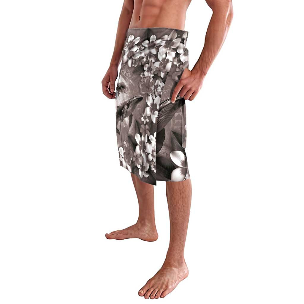 Hawaiian Lei Day Plumeria Humpback Whales Lavalava Polynesian Art Vibrant Starry Nebula Grayscale Style