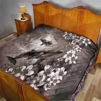 Hawaiian Lei Day Plumeria Humpback Whales Quilt Polynesian Art Vibrant Starry Nebula Grayscale Style