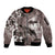 Hawaiian Lei Day Plumeria Humpback Whales Sleeve Zip Bomber Jacket Polynesian Art Vibrant Starry Nebula Grayscale Style