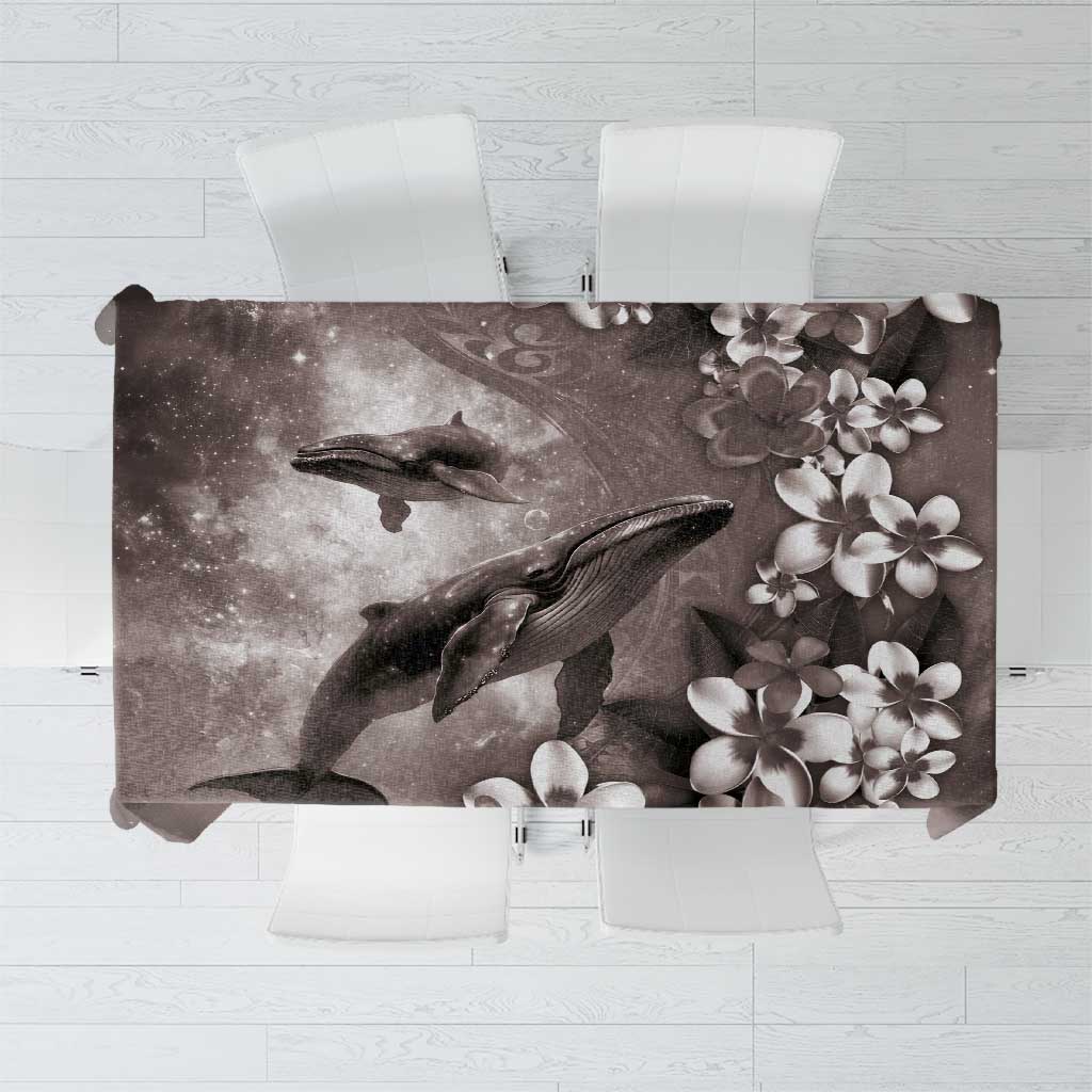 Hawaiian Lei Day Plumeria Humpback Whales Tablecloth Polynesian Art Vibrant Starry Nebula Grayscale Style LT03 Art - Polynesian Pride