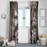 Hawaiian Lei Day Plumeria Humpback Whales Window Curtain Polynesian Art Vibrant Starry Nebula Grayscale Style LT03 - Polynesian Pride