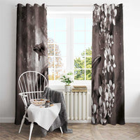 Hawaiian Lei Day Plumeria Humpback Whales Window Curtain Polynesian Art Vibrant Starry Nebula Grayscale Style LT03 - Polynesian Pride