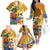 Happy Lei Day Family Matching Off The Shoulder Long Sleeve Dress and Hawaiian Shirt Hula Male Dancer Polynesian Flower Kakau Pattern