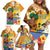 Happy Lei Day Family Matching Off Shoulder Short Dress and Hawaiian Shirt Hula Male Dancer Polynesian Flower Kakau Pattern