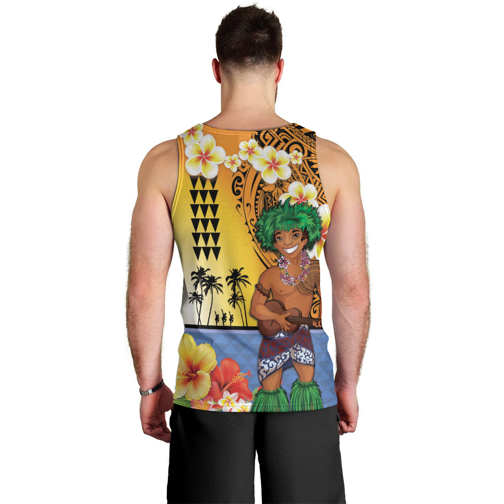 Happy Lei Day Men Tank Top Hula Male Dancer Polynesian Flower Kakau Pattern LT03 - Polynesian Pride