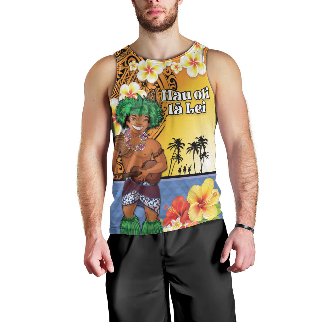 Happy Lei Day Men Tank Top Hula Male Dancer Polynesian Flower Kakau Pattern LT03 - Polynesian Pride
