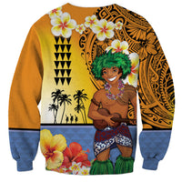 Happy Lei Day Sweatshirt Hula Male Dancer Polynesian Flower Kakau Pattern