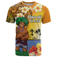Happy Lei Day T Shirt Hula Male Dancer Polynesian Flower Kakau Pattern