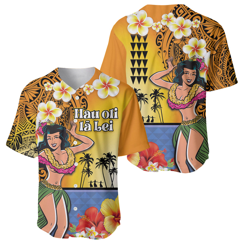 Happy Lei Day Baseball Jersey Hula Girl Polynesian Flower Kakau Pattern