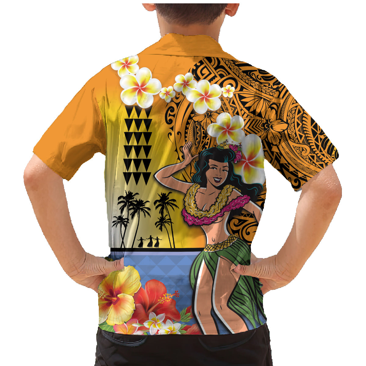 Happy Lei Day Family Matching Mermaid Dress and Hawaiian Shirt Hula Girl Polynesian Flower Kakau Pattern