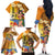 Happy Lei Day Family Matching Off The Shoulder Long Sleeve Dress and Hawaiian Shirt Hula Girl Polynesian Flower Kakau Pattern