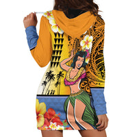 Happy Lei Day Hoodie Dress Hula Girl Polynesian Flower Kakau Pattern LT03 - Polynesian Pride