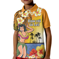 Happy Lei Day Kid Polo Shirt Hula Girl Polynesian Flower Kakau Pattern