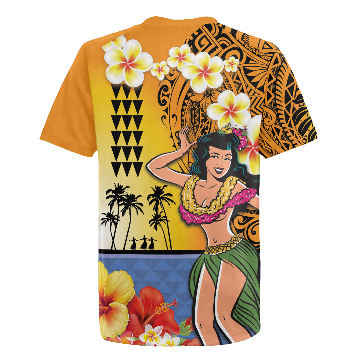 Happy Lei Day Rugby Jersey Hula Girl Polynesian Flower Kakau Pattern