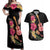 Ukulele mix Polynesian Flower Couples Matching Off Shoulder Maxi Dress and Hawaiian Shirt Hawaiian Tribal Pattern