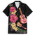 Ukulele mix Polynesian Flower Family Matching Long Sleeve Bodycon Dress and Hawaiian Shirt Hawaiian Tribal Pattern