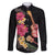 Ukulele mix Polynesian Flower Family Matching Long Sleeve Bodycon Dress and Hawaiian Shirt Hawaiian Tribal Pattern