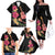 Ukulele mix Polynesian Flower Family Matching Off The Shoulder Long Sleeve Dress and Hawaiian Shirt Hawaiian Tribal Pattern