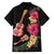 Ukulele mix Polynesian Flower Family Matching Off Shoulder Maxi Dress and Hawaiian Shirt Hawaiian Tribal Pattern