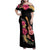 Ukulele mix Polynesian Flower Family Matching Off Shoulder Maxi Dress and Hawaiian Shirt Hawaiian Tribal Pattern